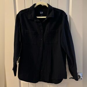 GAP Gauzy Black Button Down Shirt
